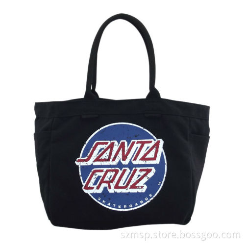 canvas durable tote simple black shopping bag , lady hand bag